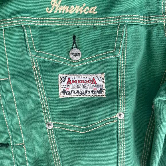 Vintage Perri Ellis America Shrink to fit green jacket oversized size S - Picture 6 of 10